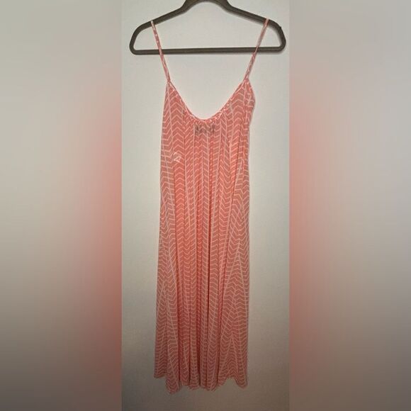 Josa Tulum EUC pink/whitee patterned sheer beach cover up dress one size - Picture 3 of 5